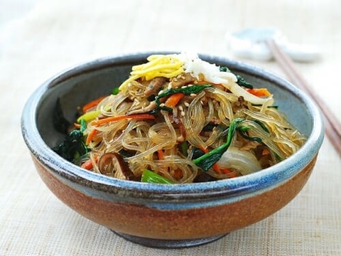 japchae in a bowl