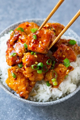 Spicy Chicken in a bowl with rice